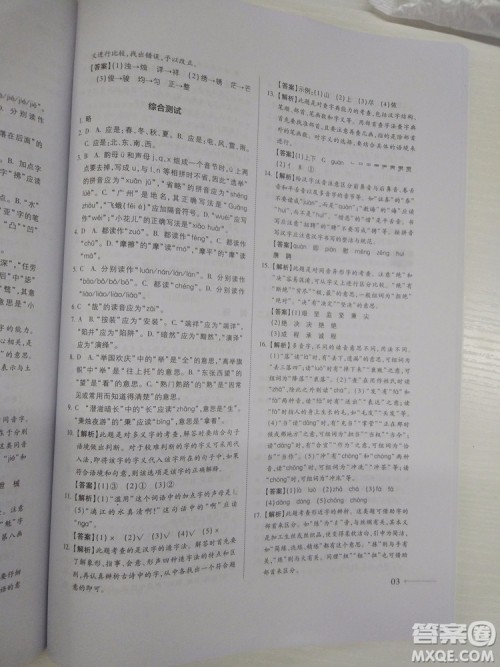 名校冲刺小升初衔接教材2018新版语文总复习答案