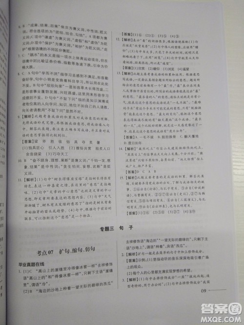 名校冲刺小升初衔接教材2018新版语文总复习答案
