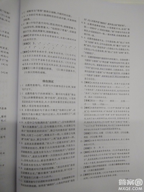 名校冲刺小升初衔接教材2018新版语文总复习答案