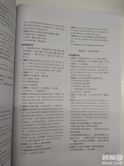 名校冲刺小升初衔接教材2018新版语文总复习答案