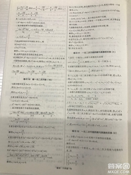 2018计算达人八年级数学通用版经纶学典8年级参考答案 2018计算达人八年级数学通用版经纶学典8年级参考答案