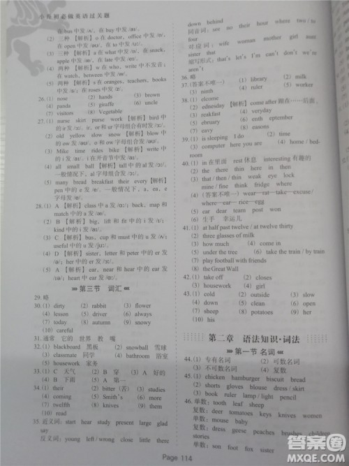 2018年全新版小升初必做英语过关题500道参考答案