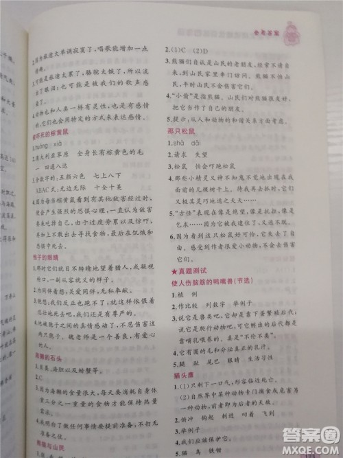 2018年老蔡帮小学语文阅读绩优训练四年级参考答案 2018年老蔡帮小学语文阅读绩优训练四年级参考答案