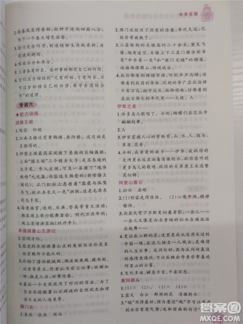 2018年老蔡帮小学语文阅读绩优训练四年级参考答案 2018年老蔡帮小学语文阅读绩优训练四年级参考答案