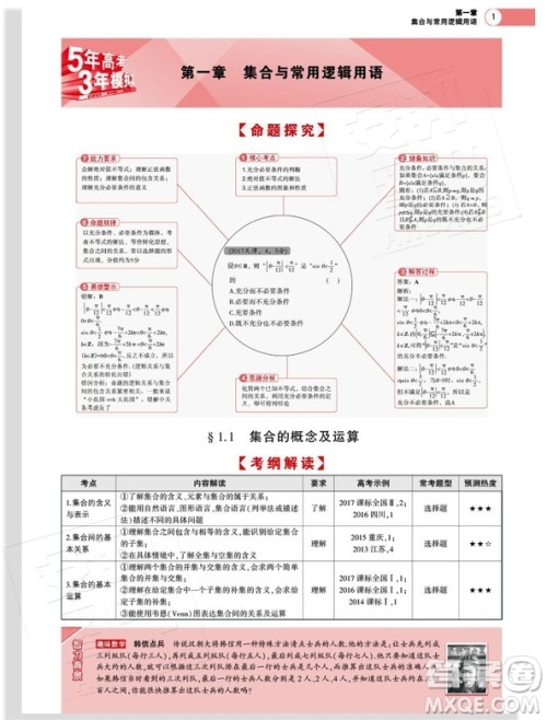 五年高考三年模拟2019A版高考理数答案