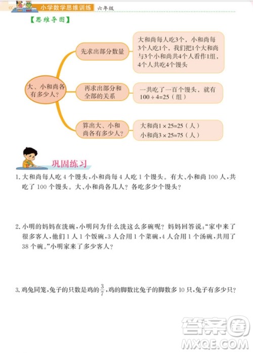 2018年教材通用小学数学思维训练六年级参考答案 2018年教材通用小学数学思维训练六年级参考答案
