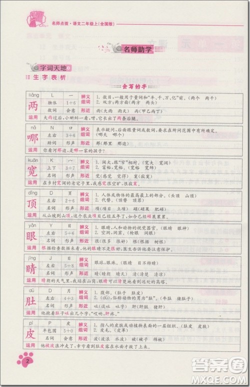 2018年人教版名师点拨课课通教材全解析二年级语文上册参考答案 2018年人教版名师点拨课课通教材全解析二年级语文上册参考答案