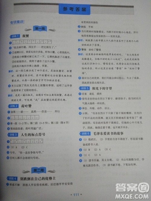 2018正版小学生语文分级阅读训练4年级通用版答案