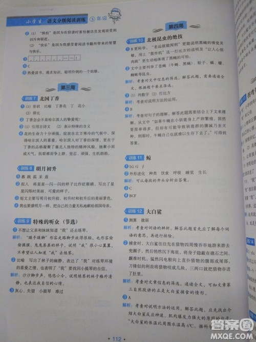 分级阅读训练小学生语文5年级2018新版答案 分级阅读训练小学生语文5年级2018新版答案