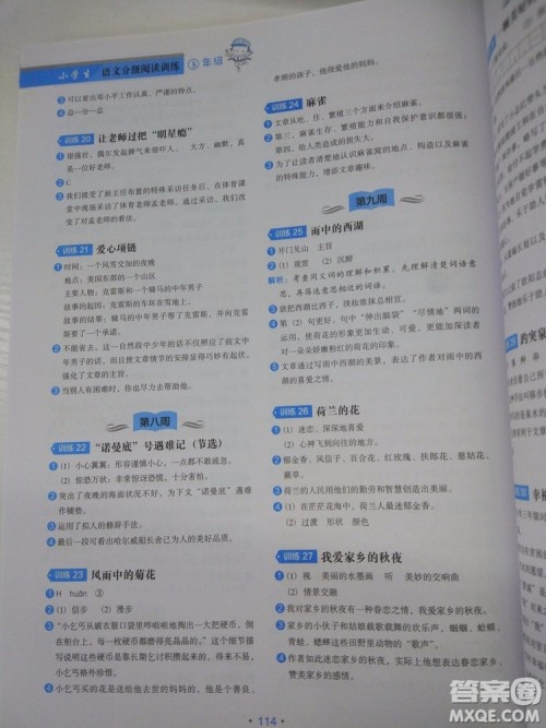 分级阅读训练小学生语文5年级2018新版答案 分级阅读训练小学生语文5年级2018新版答案