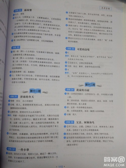 2018小学生语文分级阅读训练6年级参考答案