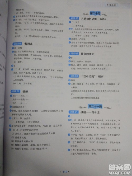 2018小学生语文分级阅读训练6年级参考答案