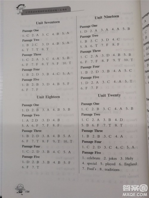 2018年小学英语新课标阶梯阅读训练五年级参考答案 2018年小学英语新课标阶梯阅读训练五年级参考答案