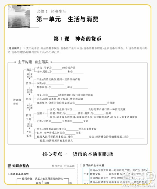 2019人教全国通用版步步高高考总复习大一轮复习讲义政治答案
