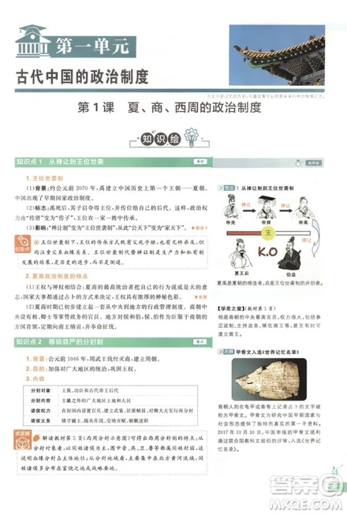 2019教材划重点高一历史人教版参考答案