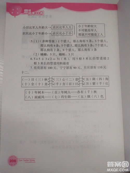 思维拓展32讲2018版小学数学二年级参考答案