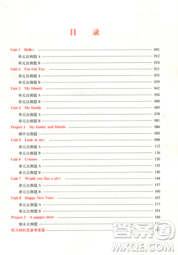 苏教版2018年名师点拨课课通三年级英语上册参考答案