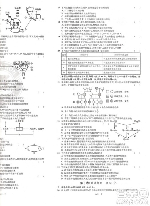 恩波教育2019新版江苏高考模拟试卷汇编优化28+2套生物答案 恩波教育2019新版江苏高考模拟试卷汇编优化28+2套生物答案