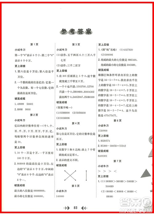 2018年四年级上册人教版举一反三应用题高手参考答案