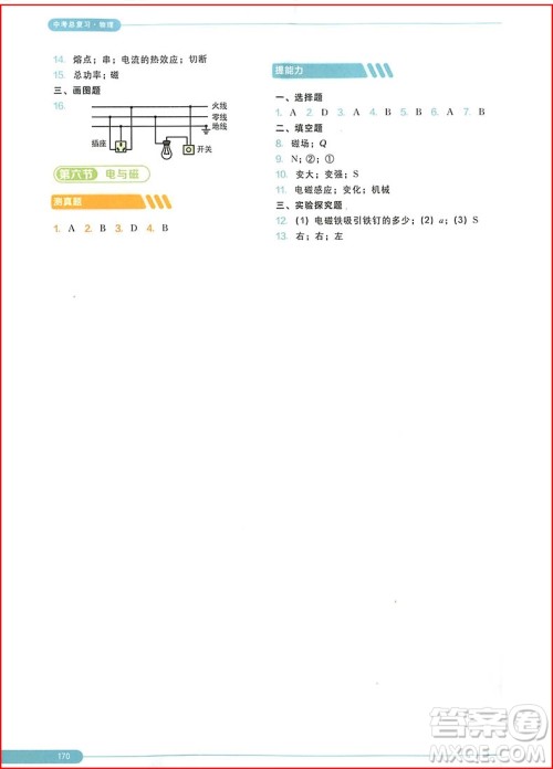 2019年学而思秘籍中考总复习物理参考答案