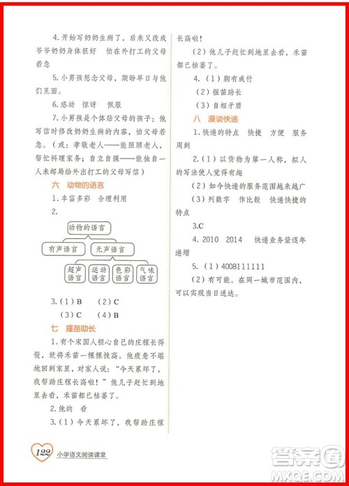 2018年博图文化小学语文阅读课堂六年级上册参考答案 2018年博图文化小学语文阅读课堂六年级上册参考答案