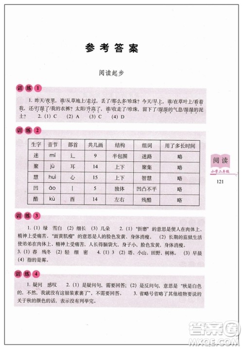 2018通用版小学语文阅读训练80篇二年级白金版答案