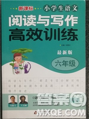 2018年小学生语文阅读与写作高效训练六年级参考答案