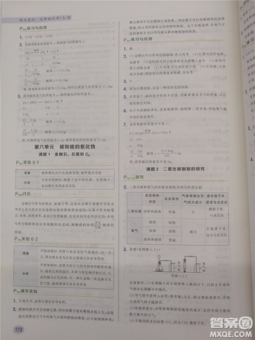 2018新版状元笔记教材详解九年级化学上册人教版参考答案