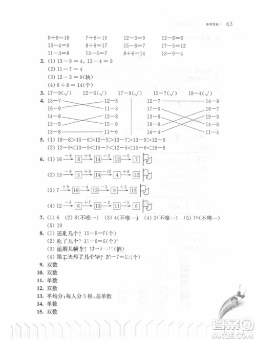 2019年从课本到奥数一年级第二学期B版参考答案 2019年从课本到奥数一年级第二学期B版参考答案