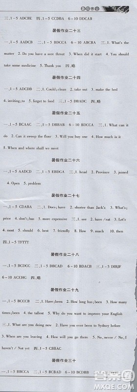 2018年八年级教育周报暑假作业英语参考答案 2018年八年级教育周报暑假作业英语参考答案