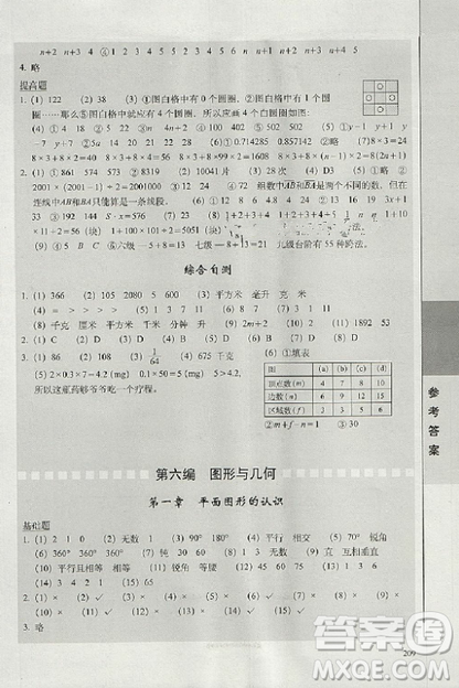 2019版全国68所名牌小学题库精选数学参考答案