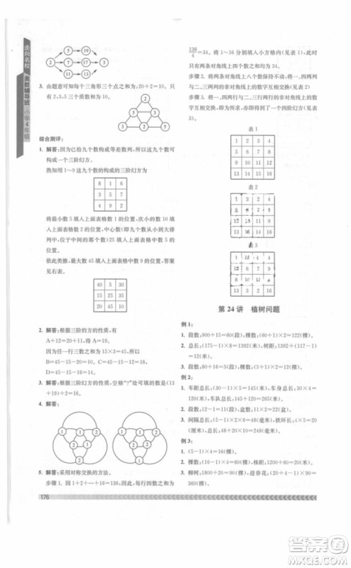 南京出版社2018年奥数辅导班四年级参考答案