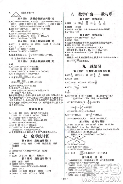 2018新版天舟文化能力培养与测试六年级上册数学人教版答案 