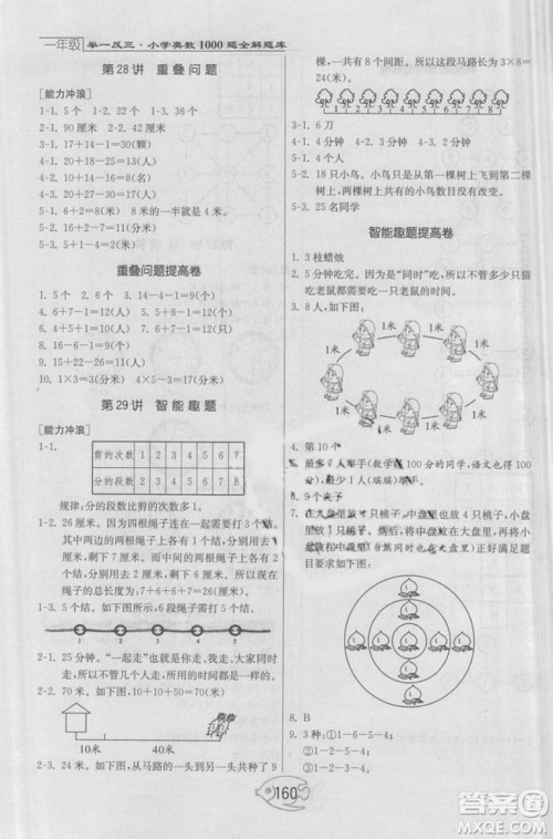 举一反三奥数1000题全解一年级2018年参考答案