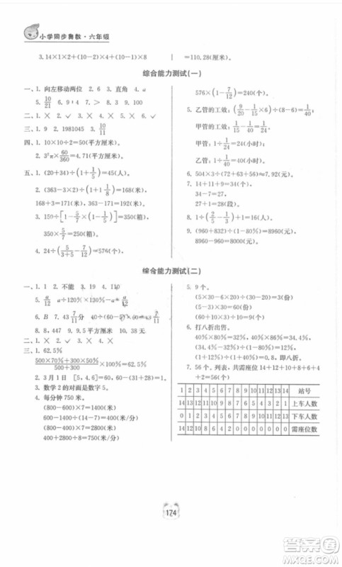 2018年小学同步奥数六年级数学第二版参考答案 2018年小学同步奥数六年级数学第二版参考答案