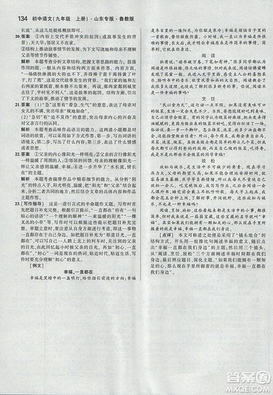 2019版5年中考3年模拟语文九年级上册鲁科版山东专版参考答案