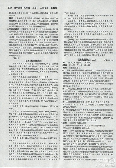 2019版5年中考3年模拟语文九年级上册鲁科版山东专版参考答案