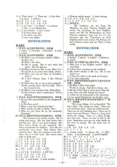 2018版能力培养与测试五年级上册英语PEP人教版答案