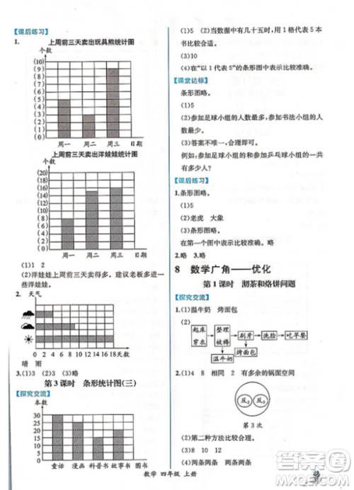 2018人教版四年级上册数学课时练同步导学案答案