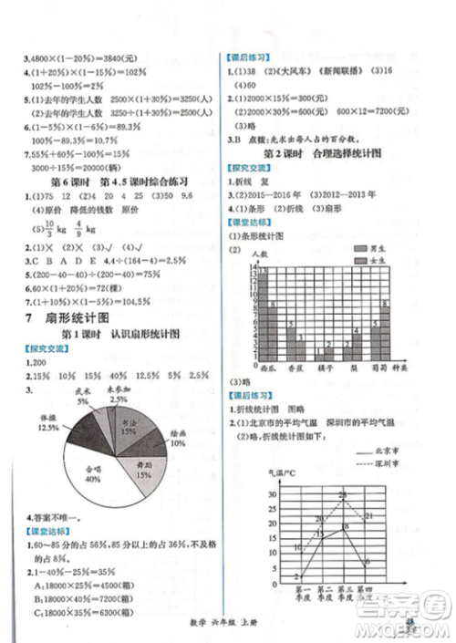 2018人教版课时练六年级上册数学同步导学案答案