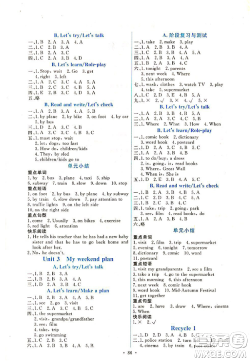 2018能力培养与测试上册六年级英语PEP人教版参考答案 2018能力培养与测试上册六年级英语PEP人教版参考答案