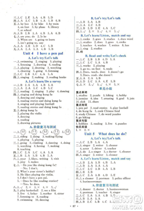 2018能力培养与测试上册六年级英语PEP人教版参考答案 2018能力培养与测试上册六年级英语PEP人教版参考答案