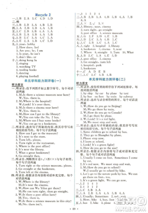 2018能力培养与测试上册六年级英语PEP人教版参考答案 2018能力培养与测试上册六年级英语PEP人教版参考答案