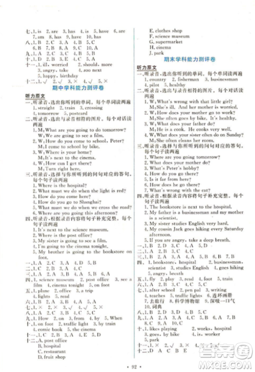 2018能力培养与测试上册六年级英语PEP人教版参考答案 2018能力培养与测试上册六年级英语PEP人教版参考答案