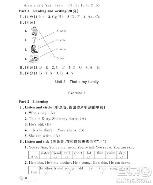 2018年钟书金牌上海作业英语N版2年级上册参考答案