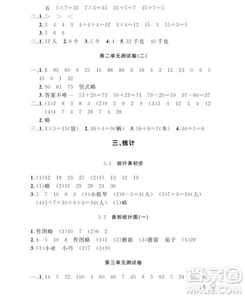 2018年二年级上册数学上海作业参考答案 2018年二年级上册数学上海作业参考答案