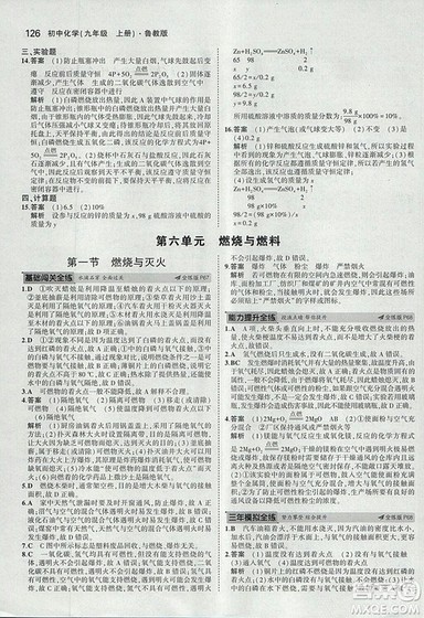 2019版5年中考3年模拟初中化学九年级上册鲁教版答案