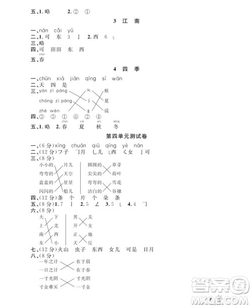 9787567112179钟书金牌上海作业语文1年级上参考答案