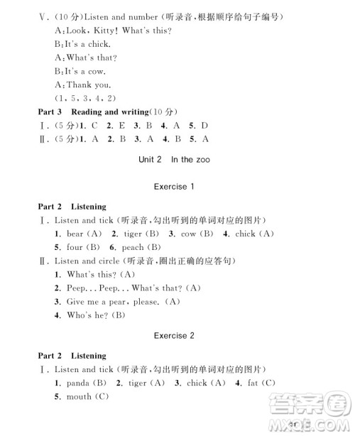 2018年钟书金牌上海作业英语N版1年级上参考答案 2018年钟书金牌上海作业英语N版1年级上参考答案