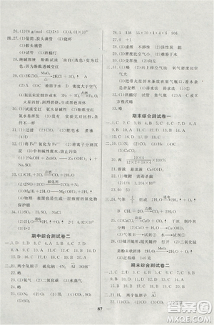 2018版金牌教练九年级化学上册参考答案